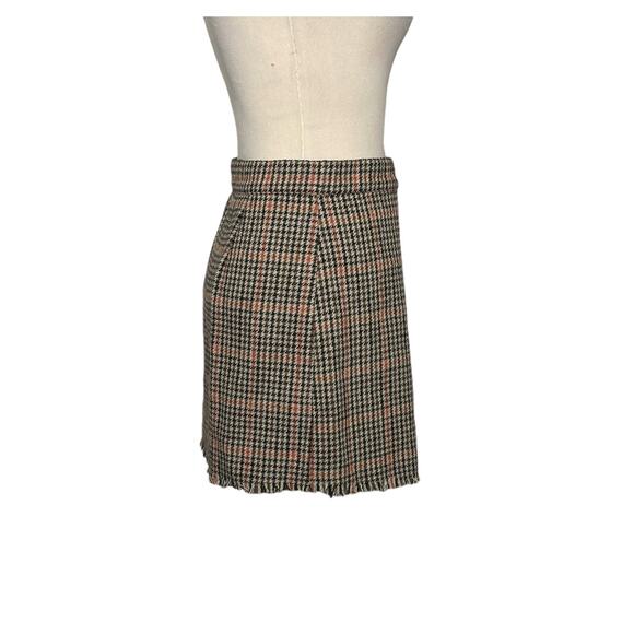 Urban Outfitters orange black houndstooth wrap mini skirt size Small - Picture 12 of 14